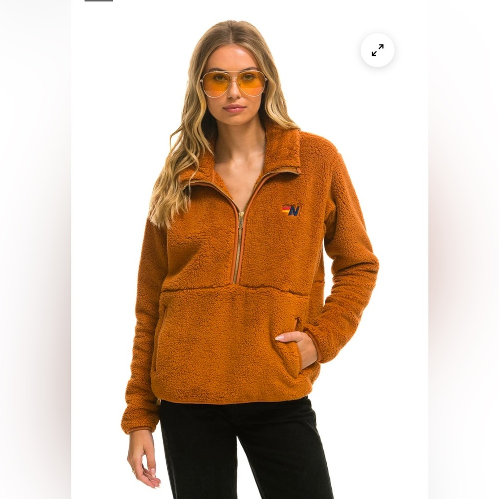 TEDDY UNISEX HALF ZIP JACKET - WHISKEY size XL